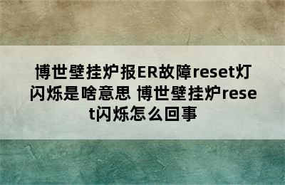 博世壁挂炉报ER故障reset灯闪烁是啥意思 博世壁挂炉reset闪烁怎么回事